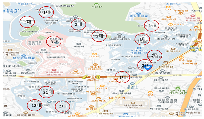 서울캠퍼스 자전거보관소 위치도